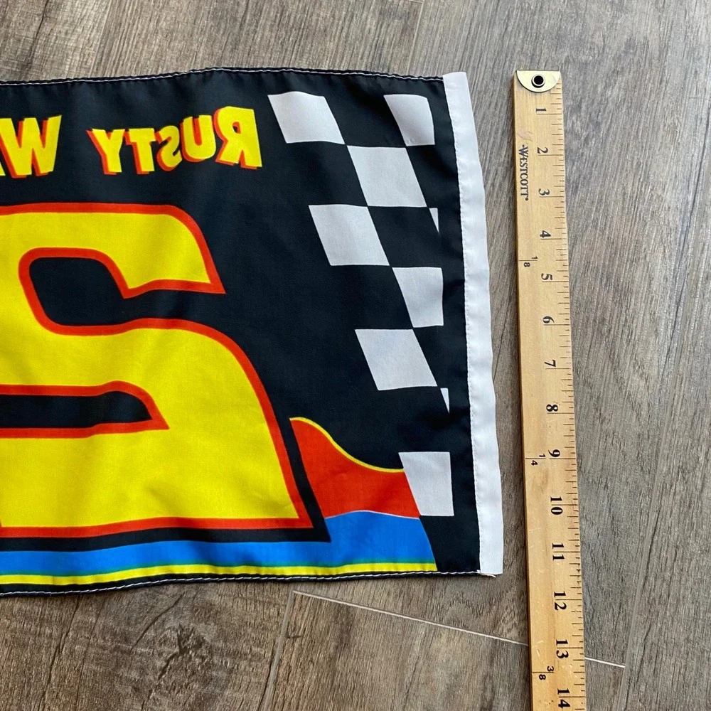 Vintage Rusty Wallace 2 NASCAR Racing Flag Miller Genuine Draft Checkered 17x11